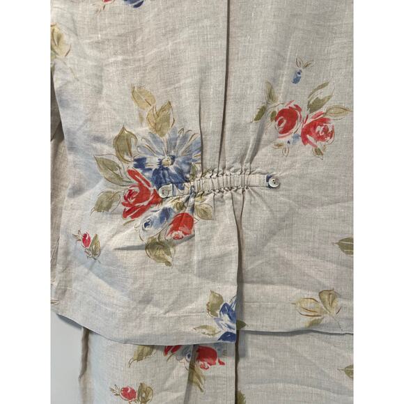 Marisa Christina 100% Linen 2 Piece Dress Jacket Cream Pink Blue Floral Small JL - Picture 4 of 12